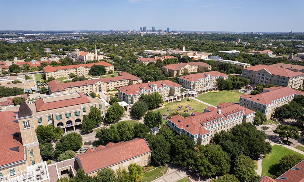 Drone view of campus commons
